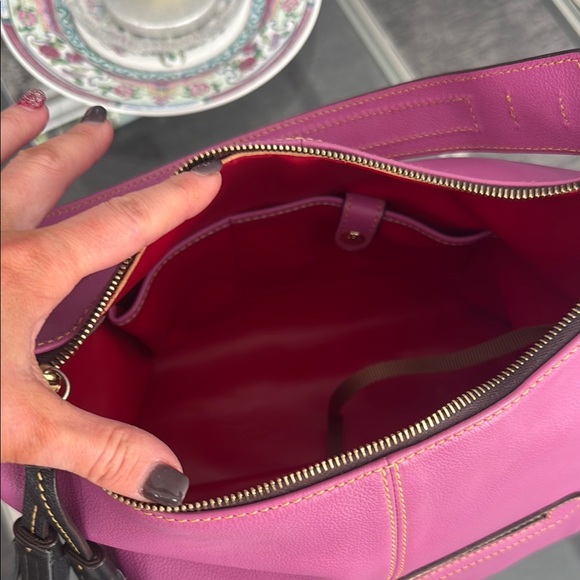 Dooney & Bourke Pink and Black Shoulder Bag with Gold Hardware - Picture 3 of 5